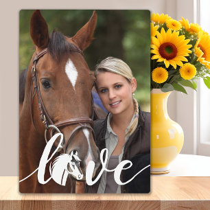 Horse LOVE Personalised Modern Equestrian Photo Plaque