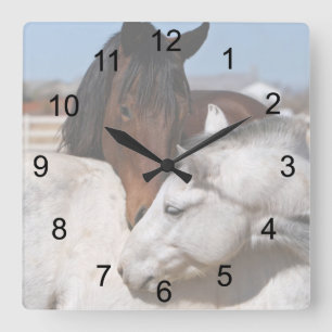 Horse Love Square Wall Clock