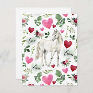 Horse Love Valentine’s Day Card in White