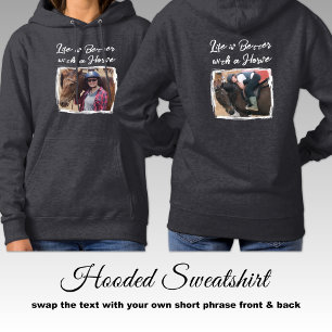Horse lover 2 photo equestrian white grey hoodie