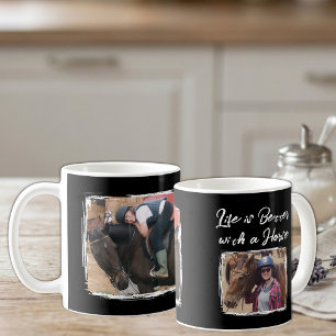 Horse lover 2 photo white black coffee mug
