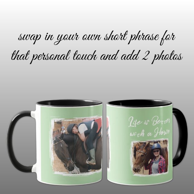 Horse lover 2 photo white green mug (Creator Uploaded)
