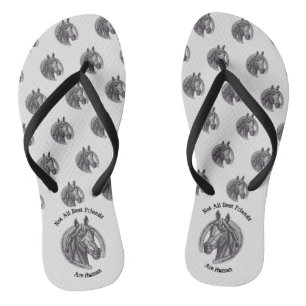 Horse Lover Barn Animal Vintage Sketch Best Friend Flip Flops