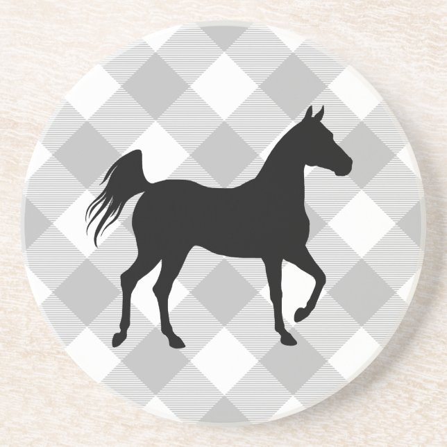 Horse Lover Buffalo Plaid Farmhouse Coaster (Front)