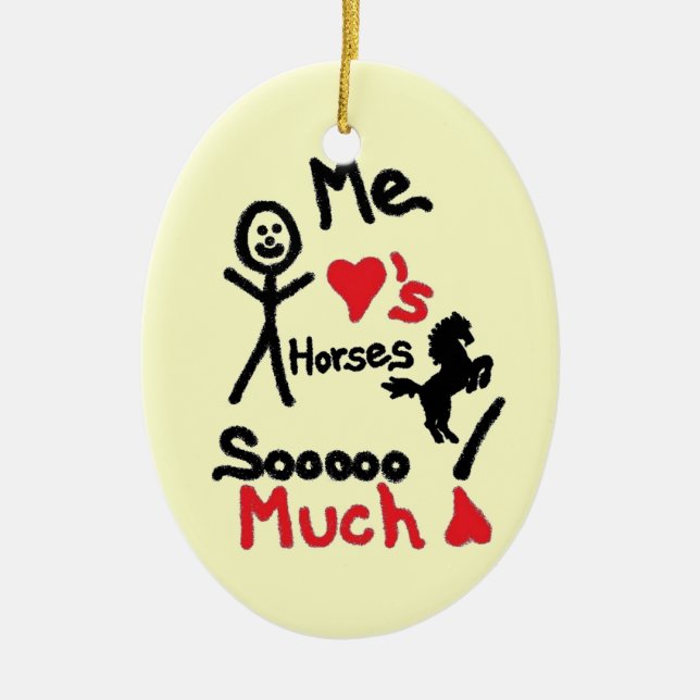 Horse Lover Cartoon Ceramic Tree Decoration (Front)