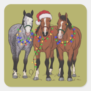 Horse Lover Christmas Animal Farm Animal Lover Square Sticker