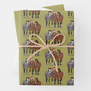Horse Lover Christmas Animal Farm Animal Lover Wrapping Paper Sheet
