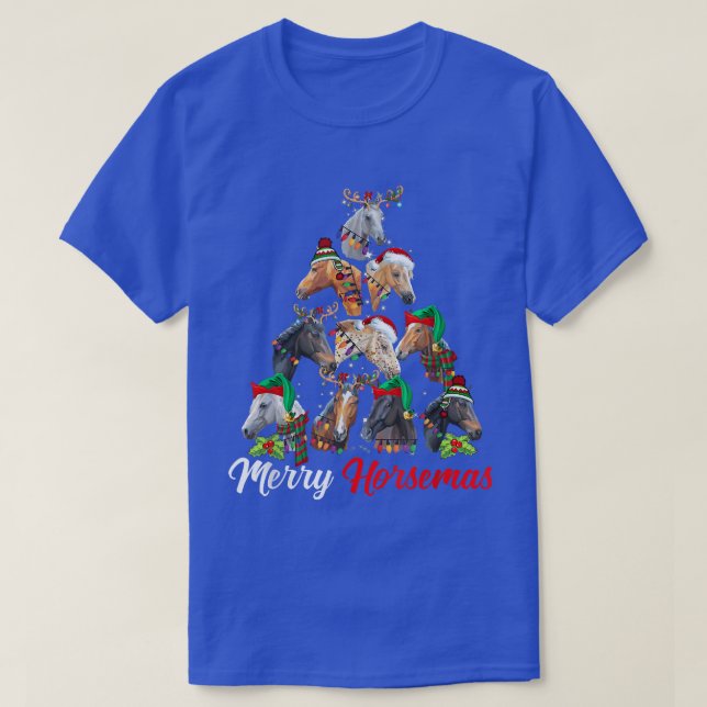 Horse Lover Christmas Tree Light Merry Horsemas Xm T-Shirt (Design Front)