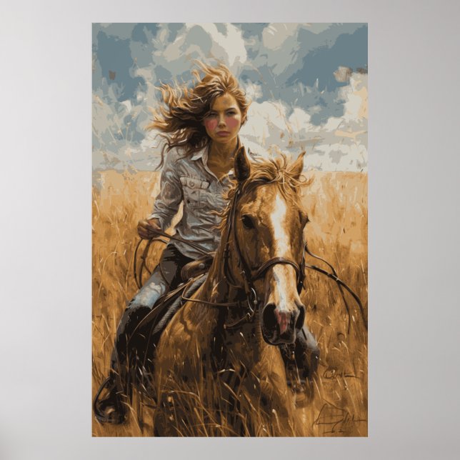 Horse Lover Cowgirl Art Poster (Front)