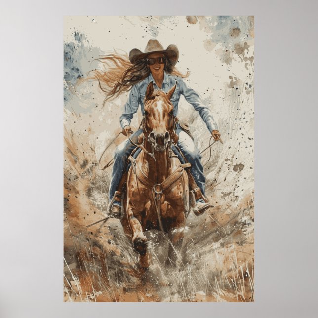 Horse Lover Cowgirl Art Poster (Front)