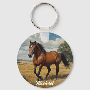 Horse Lover Custom Photo and Name Personalised Key Ring