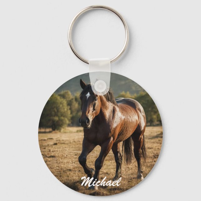 Horse Lover Custom Photo and Name Personalised     Key Ring (Front)