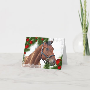 Horse Lover Equestrian Cute Pony Merry Christmas Holiday Card