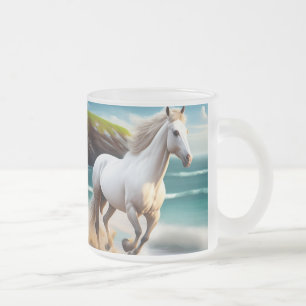 Horse Lover, Equestrian Gift, Horse Riding Graphic Frosted Glass Coffee Mug