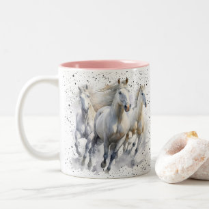 Horse Lover, Equestrian Gift, Horse Riding Graphic Two-Tone Coffee Mug