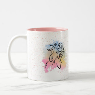 Horse Lover, Equestrian Gift, Horse Riding Graphic Two-Tone Coffee Mug