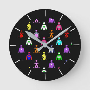Horse Lover Equestrian Jockey Silks Patterned Round Clock