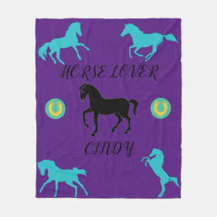 Horse Lover fleece blanket with personalised name.