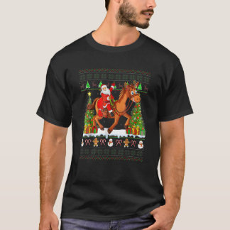 Horse Lover Funny Ugly Santa Riding Horse Christma T-Shirt