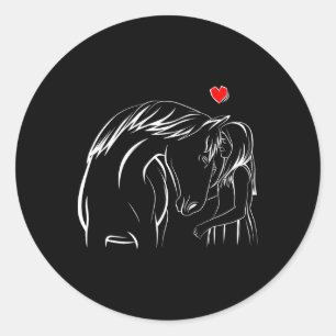 Horse Lover Girl Horseback Riding Women Classic Round Sticker