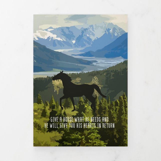 Horse Lover Give Me A Horse Tri-Fold Holiday Card (Cover)
