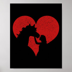 Horse Lover Heart Equestrian Horseback Riding Hipp Poster