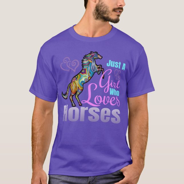 Horse Lover Just A Girl Who Loves Horses Rid funny T-Shirt (Front)
