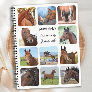 Horse Lover Personalised Modern 11 Photo Collage Notebook