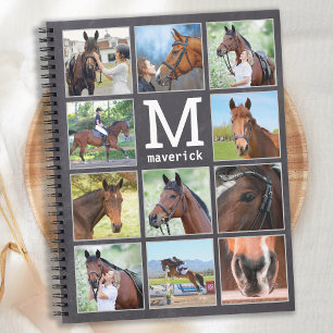 Horse Lover Personalised Monogram 11 Photo Collage Notebook