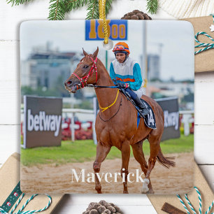 Horse Lover Personalized Pet Photo Equestrian Ceramic Ornament