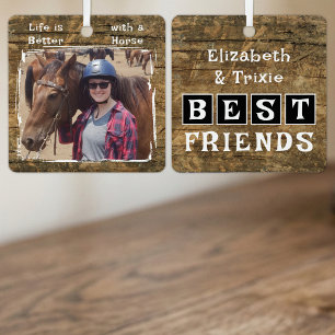 Horse lover photo names black rustic metal tree decoration