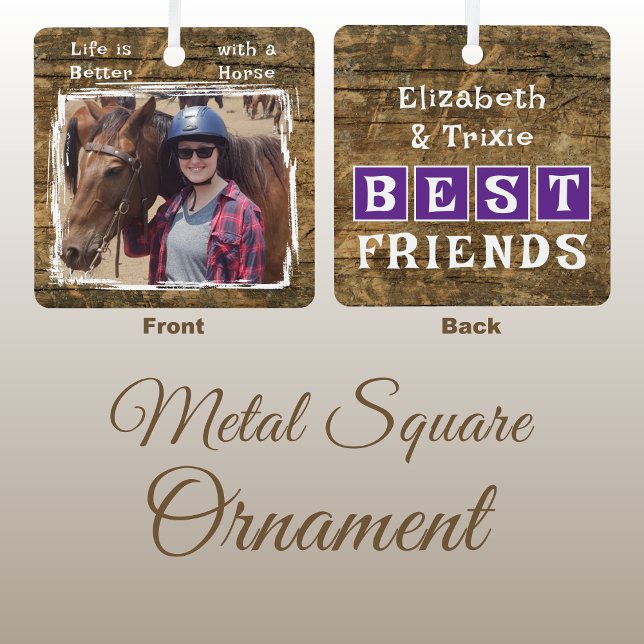 Horse lover photo names purple rustic metal tree decoration (Creator Uploaded)