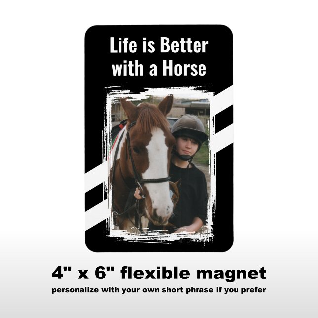 Horse lover photo white black magnet (Creator Uploaded)