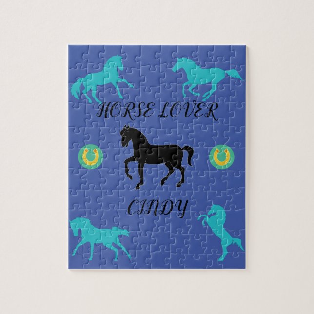 Horse Lover puzzle with personalized name. (Vertical)