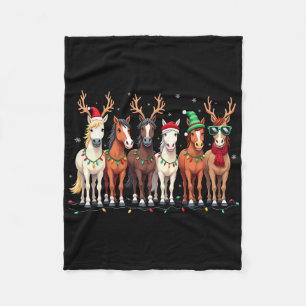 Horse Lover Santa Hat Christmas Xmas Holiday Girls Fleece Blanket