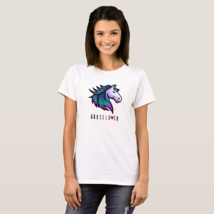 Horse Lover T-Shirt – Indigo Mane with Heart Touch