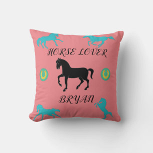 Horse Lover throw pillow with personalised name.
