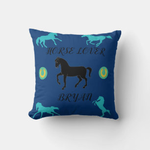 Horse Lover throw pillow with personalised name.