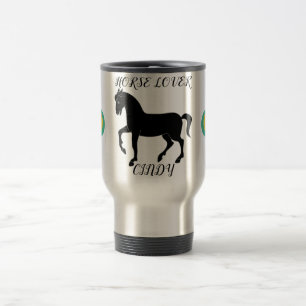 Horse Lover travel mug with personalised name.