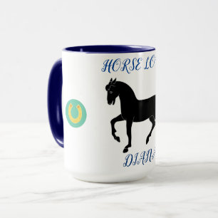 Horse Lover two toned mug with personalised name.