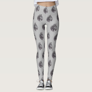 Horse Lover Vintage Horseshoe Sketch Barn Animal Leggings