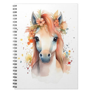Horse Lover Watercolor Illustration Cute Horse Notebook