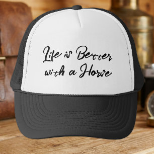 Horse lover white black trucker hat