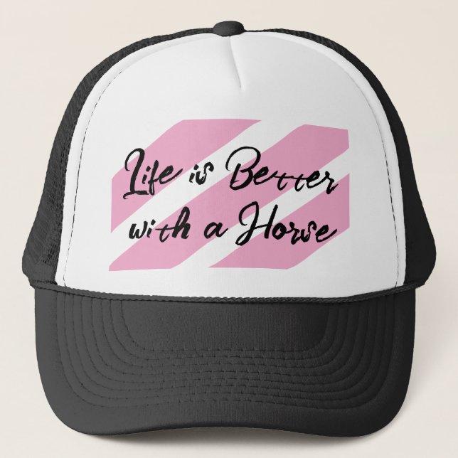 Horse lover white pink trucker hat (Front)