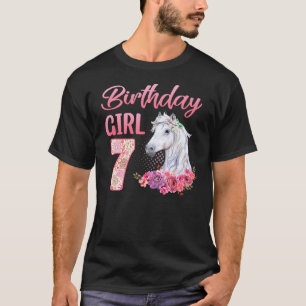 Horse Lovers 7th Birthday Girl Cute 7 Year Old T-Shirt