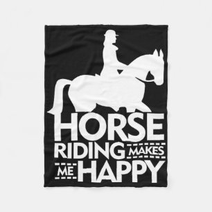 Horse Lovers Horse Riding Makes Me Happy Shirt Fleece Blanket