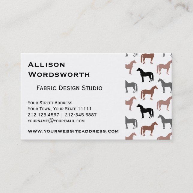 Horse Lover's Pattern Business Card (Front)