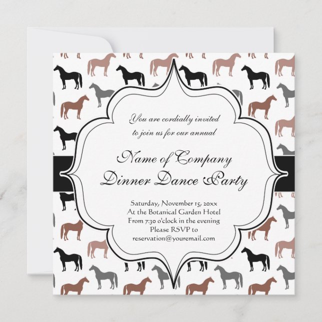 Horse Lover's Pattern Invitation (Front)