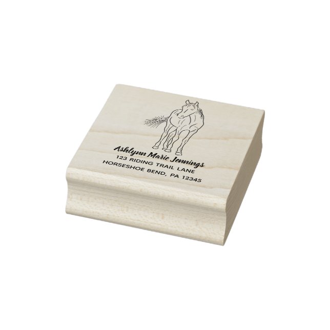 Horse Lovers Square Return Address Rubber Stamp (Stamp)