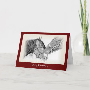 Horse Lovers: Valentine, Horse Around, Pencil Holiday Card